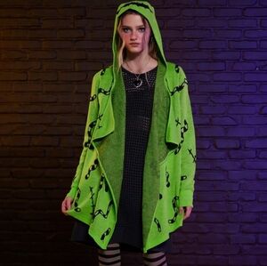 Disney Nightmare Before Christmas oogie boogie open front drape cardigan sweater